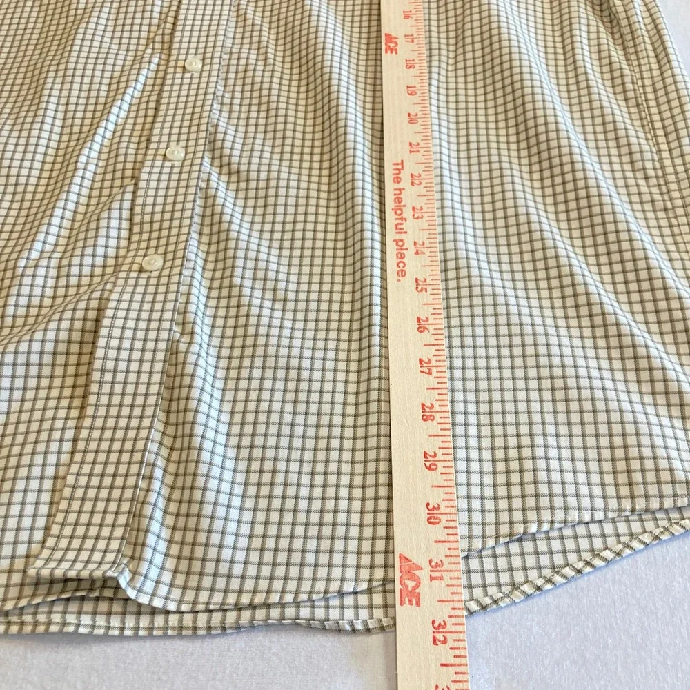 LL Bean Mens Large Tall Short Sleeve Button Down Shirt Tattersall Check Cotton‎